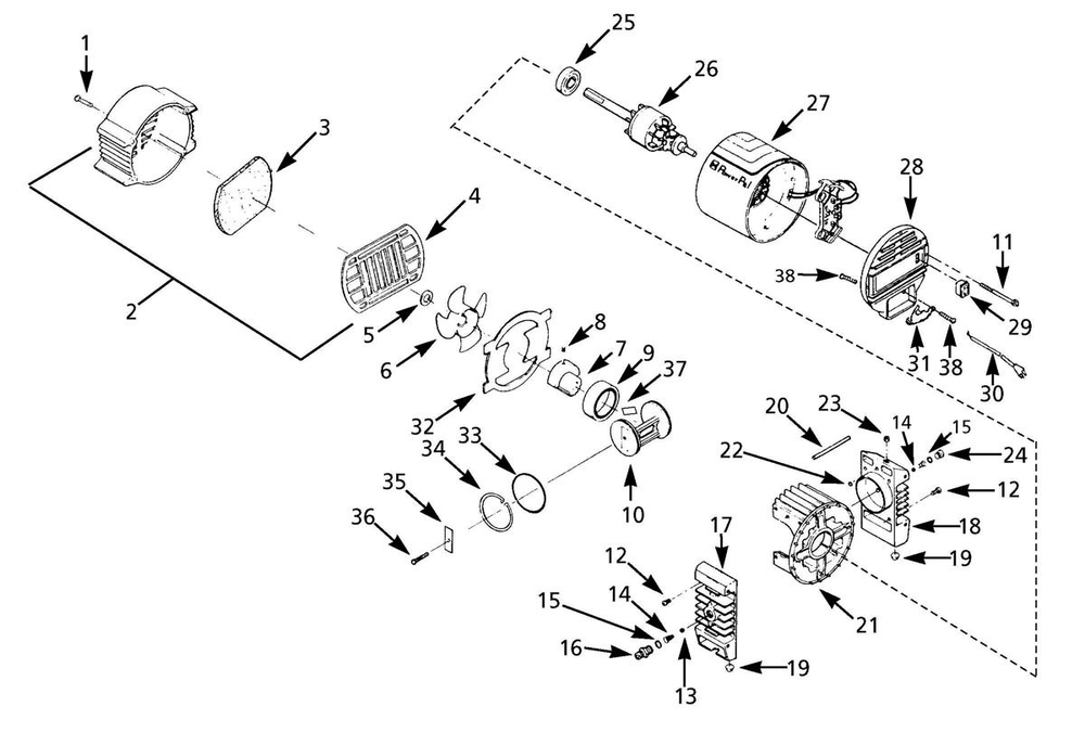 Section 1 Diagram and Parts List for MT320004  Campbell Hausfeld Compressor